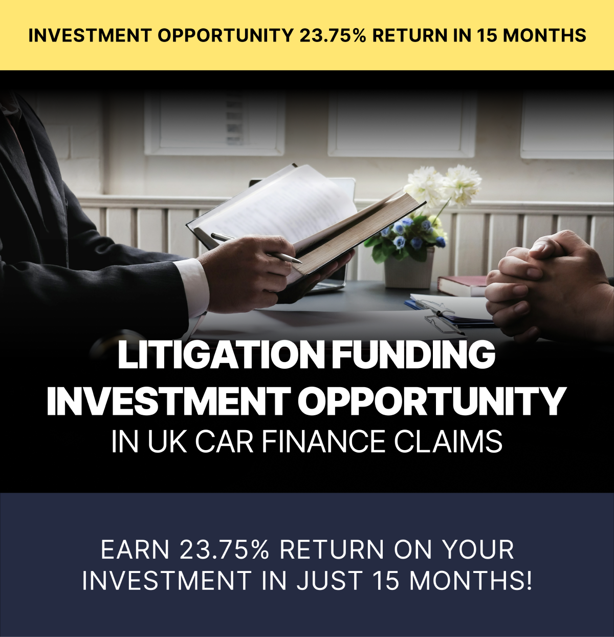 Earn up to 23.75% over 15 months on mis-sold car finance claims